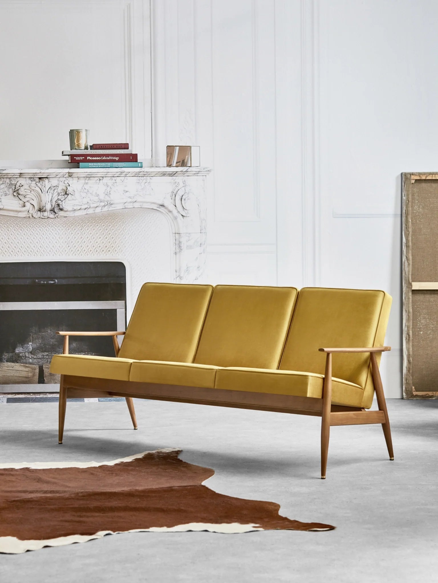 Fox 3-Sitzer in Shine Velvet Mustard