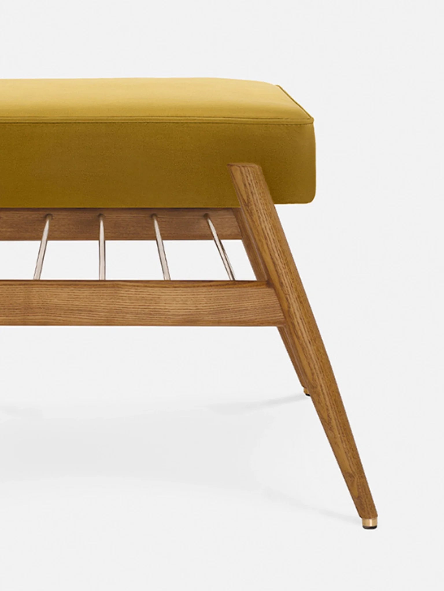 Fox Footrest in Shine Velvet Mustard