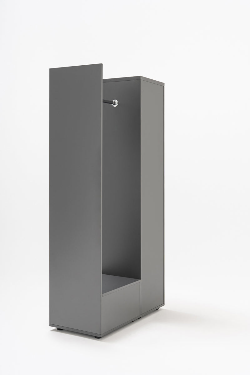 Standard clothes rack attached to cabinets