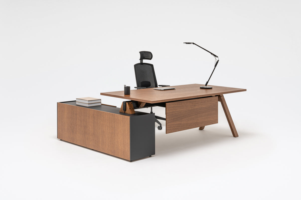 Viga executive desk with storage and pedestal