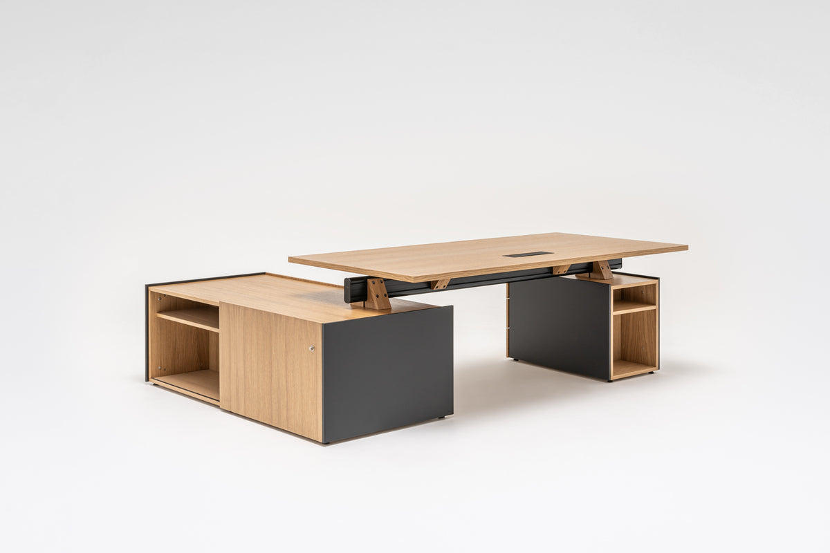 Viga executive desk with storage and pedestal