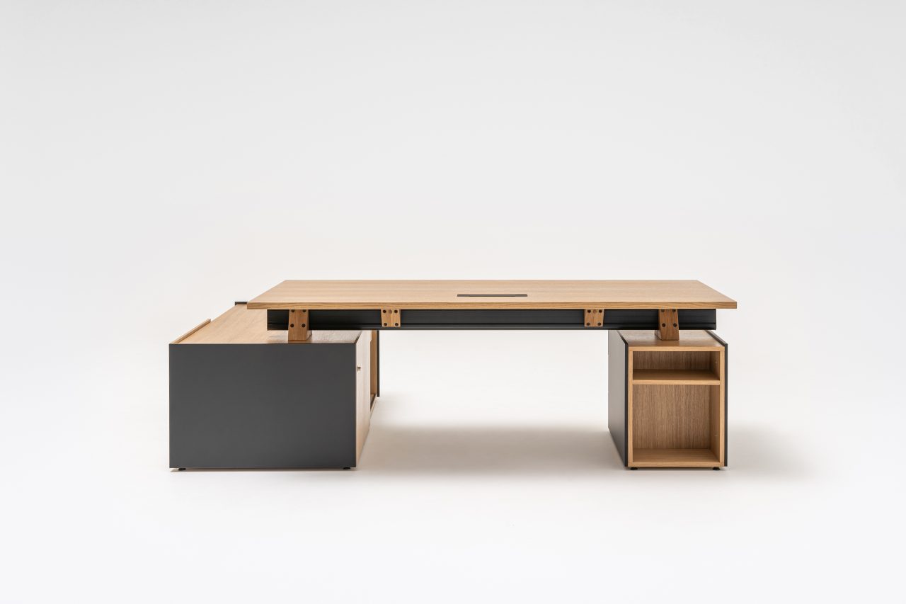 Viga executive desk with storage and pedestal