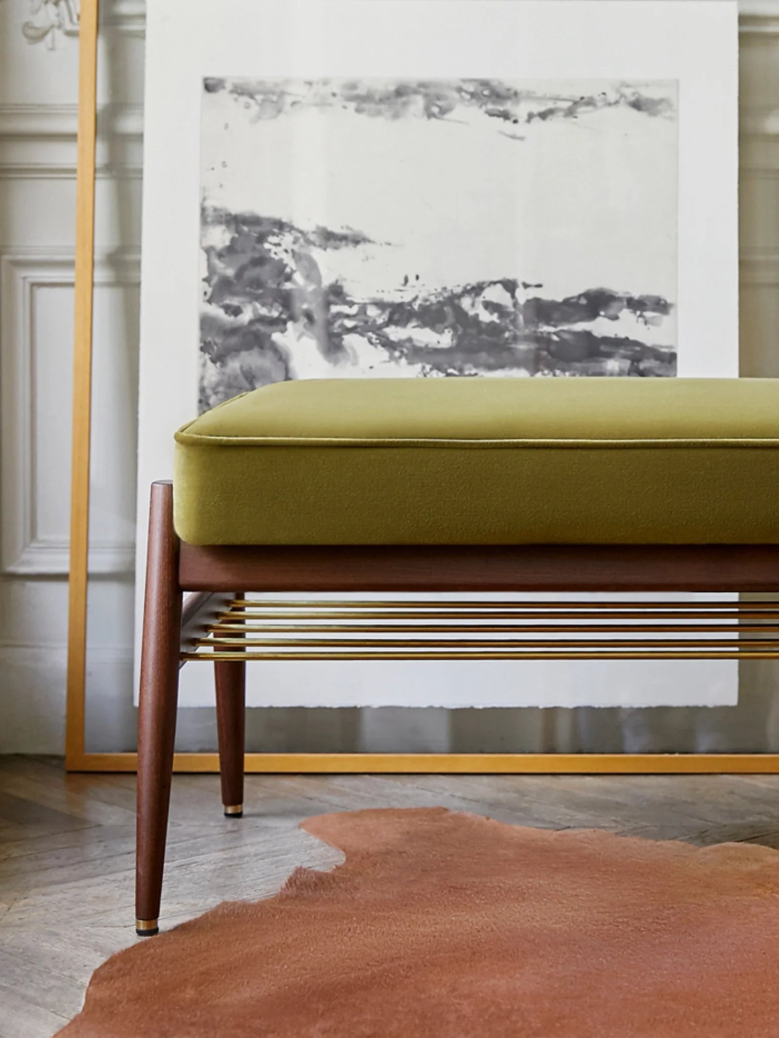 Fox Bench 90 in Shine Velvet Mustard