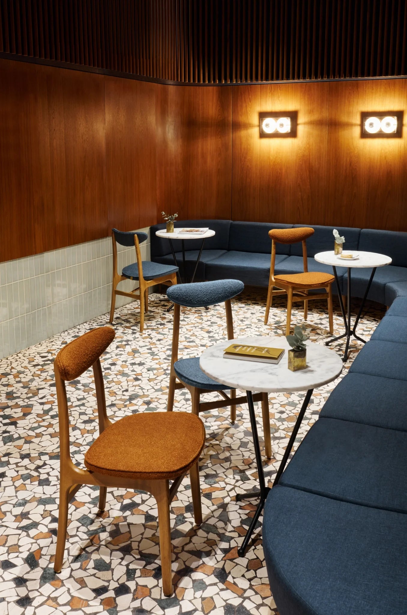 Stuhl 200-190 aus Bouclé-Denim