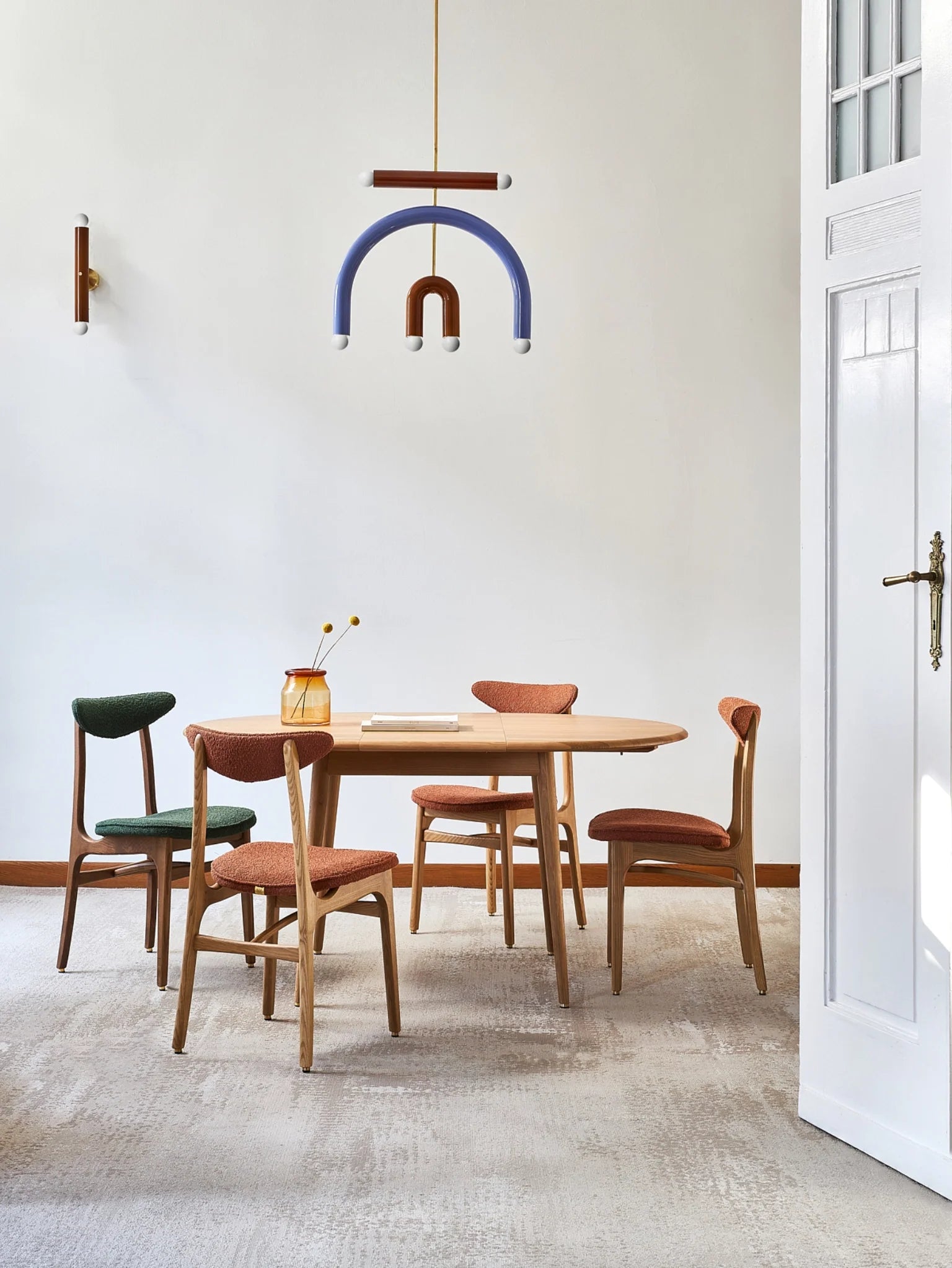 Stuhl 200-190 aus Bouclé-Denim