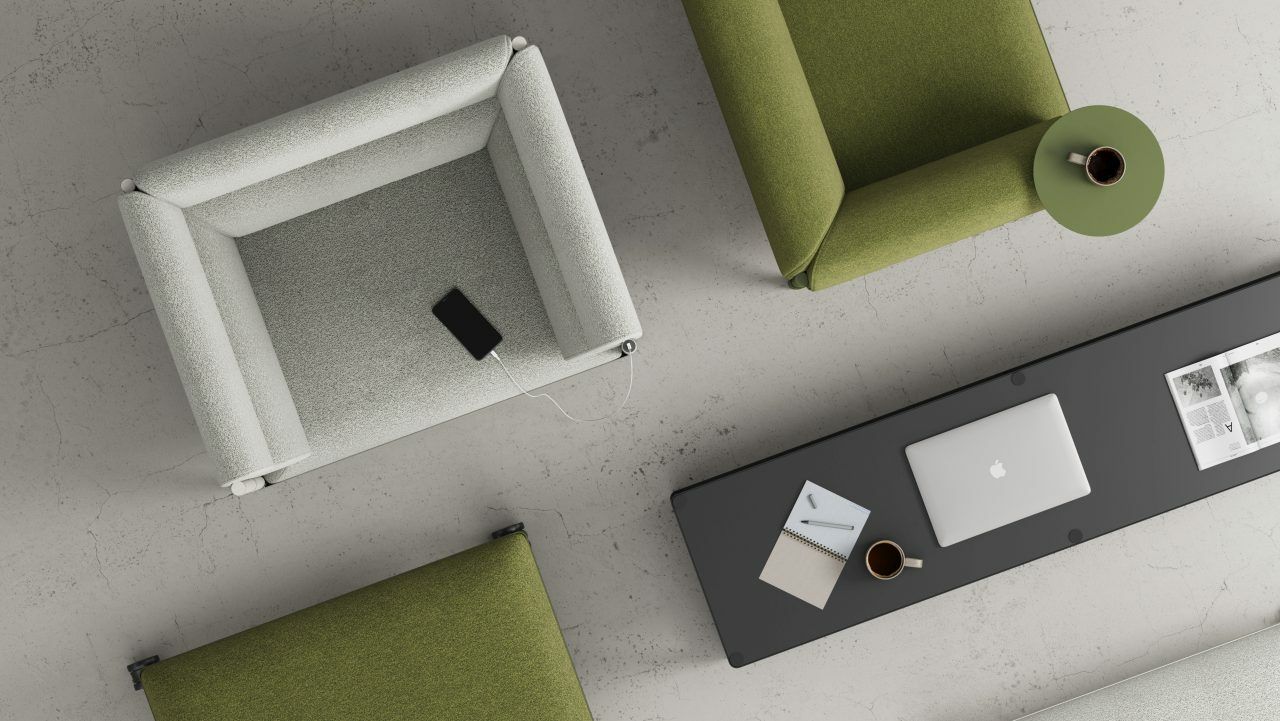 Stelzen-Sessel mit hoher Rückenlehne