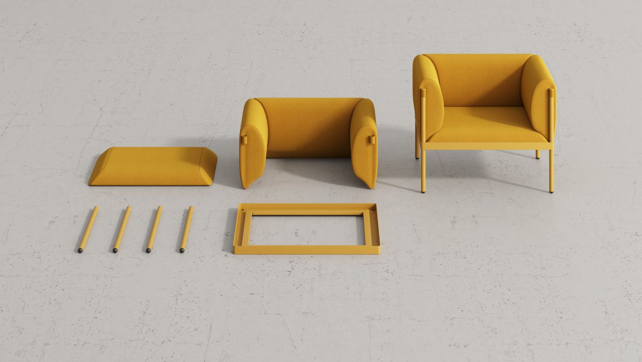 Stilt armchair low backed