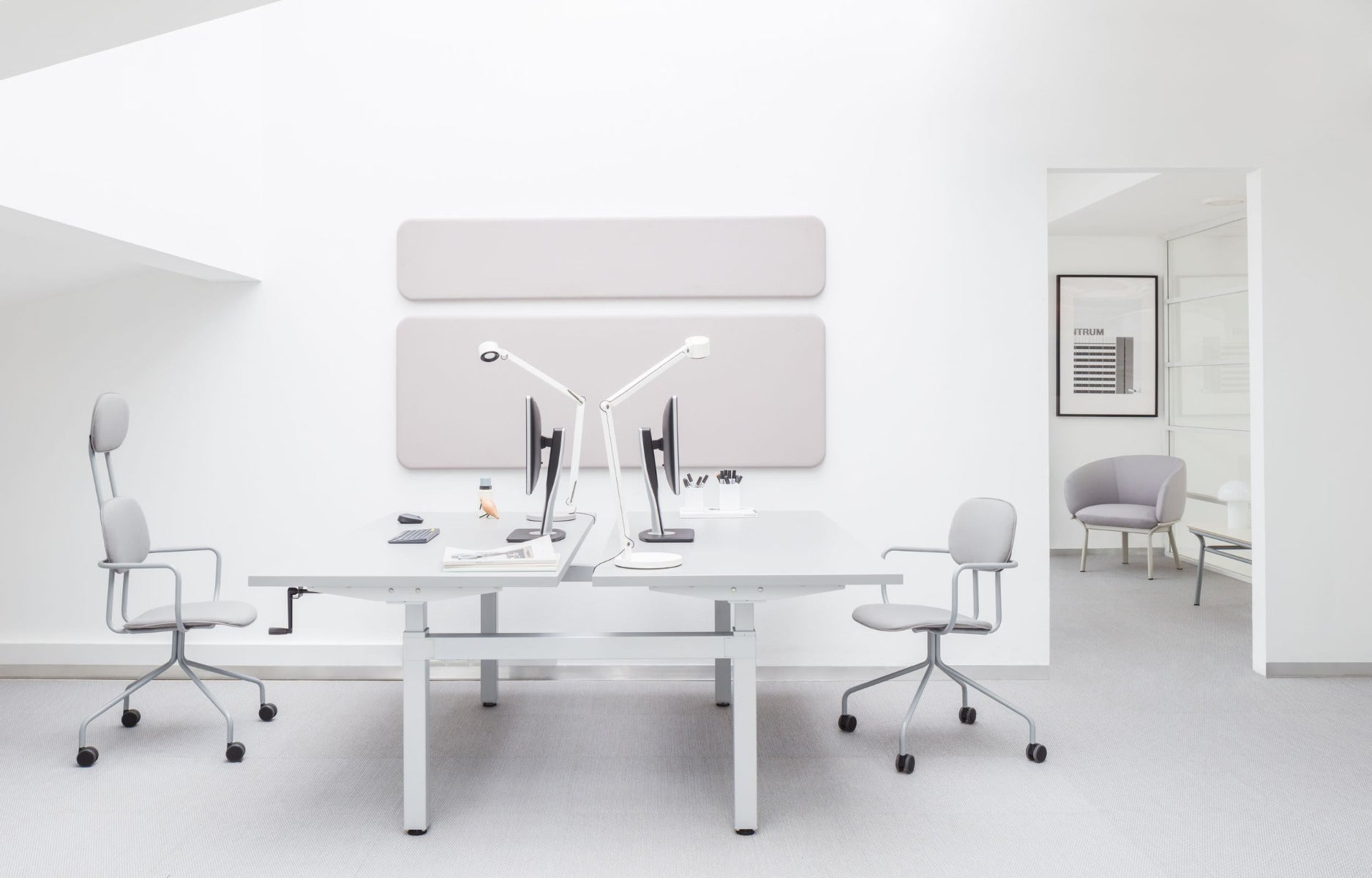 Ogi bench desk electric height adjustment, twin-motor frame