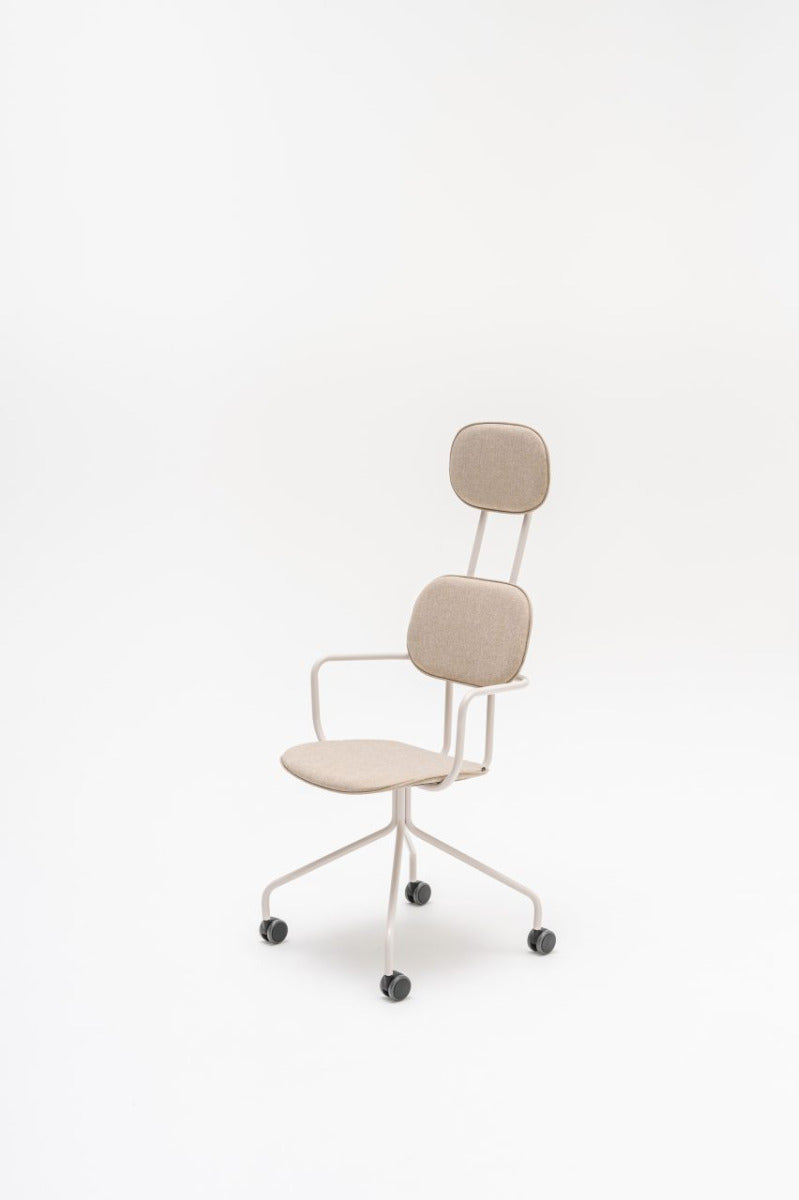 New upholstered chair with headrest fixed base with castors