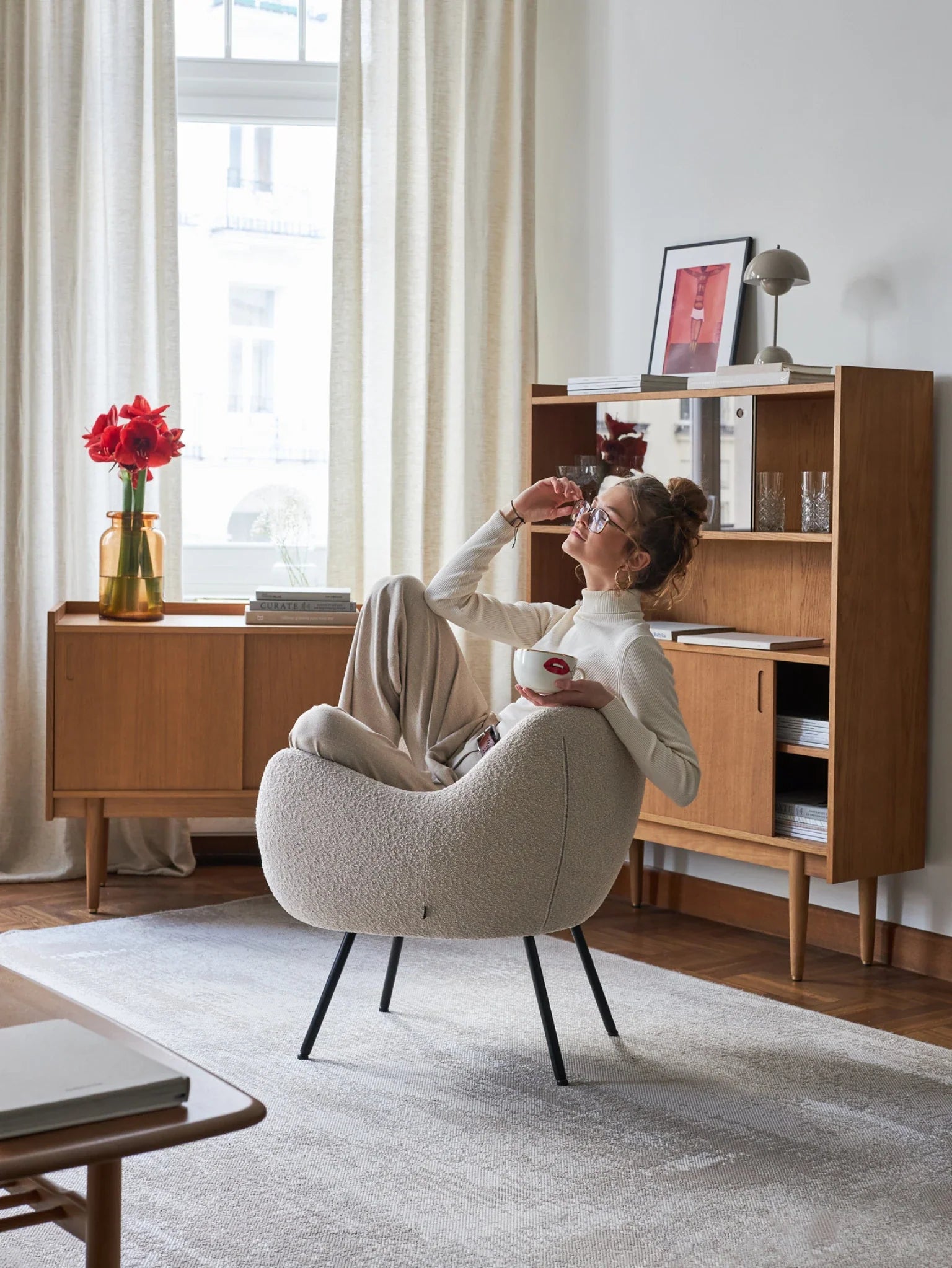 RM58 Soft Armchair in Teddy Mustard